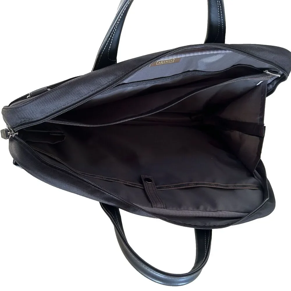 Ace Aramis Men Black Nylon Laptop Business Bag Top Handle NEW No Shoulder Strap